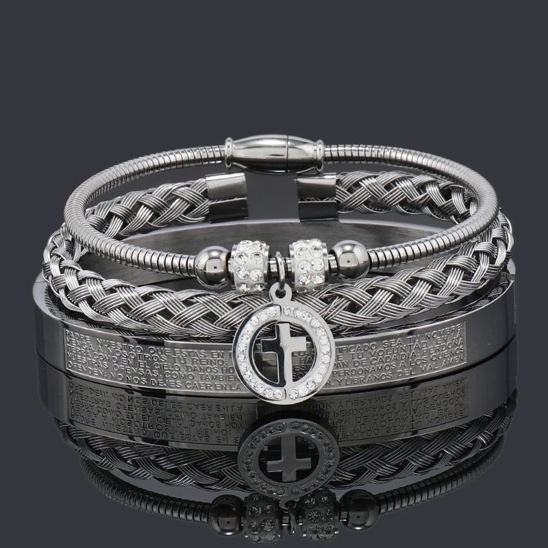 Kit com 3 Pulseiras [LUXURY PAI NOSSO] Original
