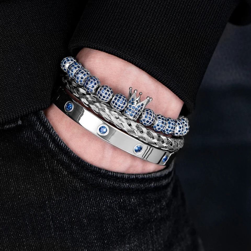 Kit com 3 Pulseiras [ATHENA Blue Crystals] Original
