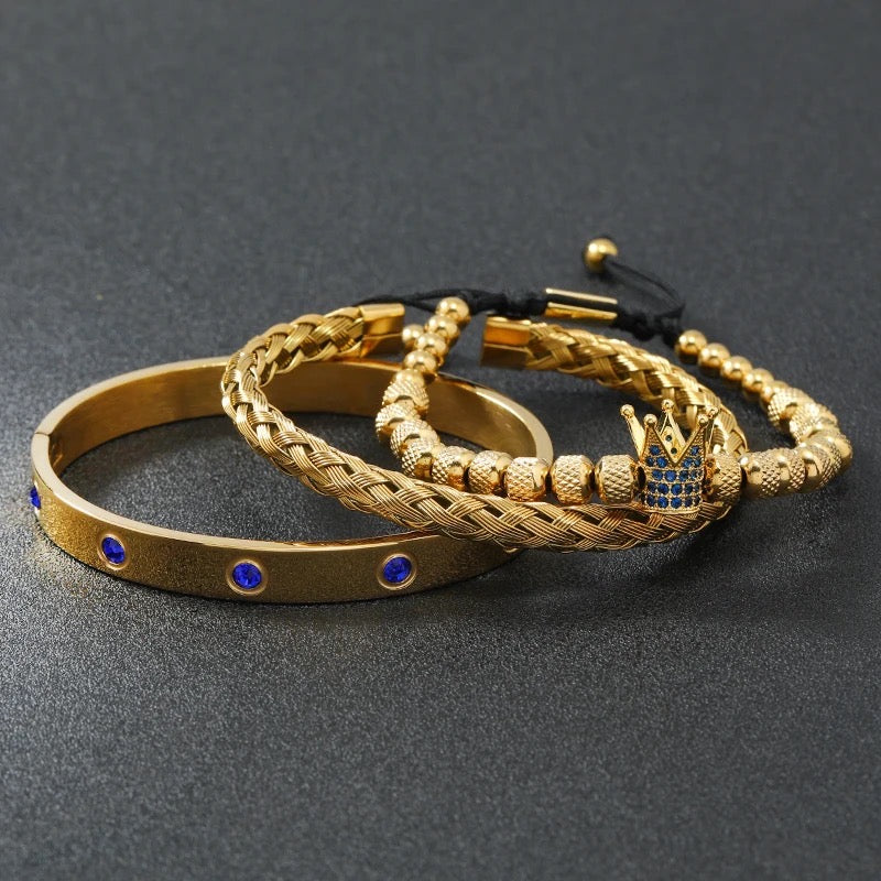 Kit com 3 Pulseiras [Black Blue Crystals] Original