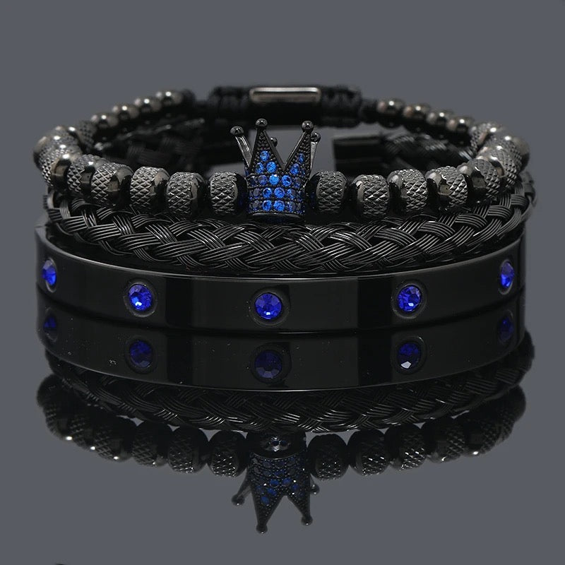 Kit com 3 Pulseiras [Black Blue Crystals] Original