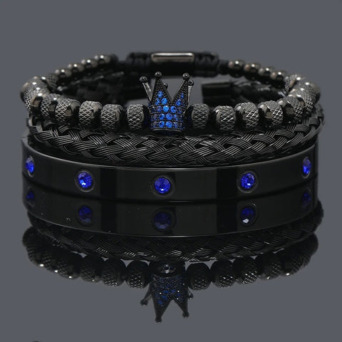 Kit com 3 Pulseiras [Black Blue Crystals] Original