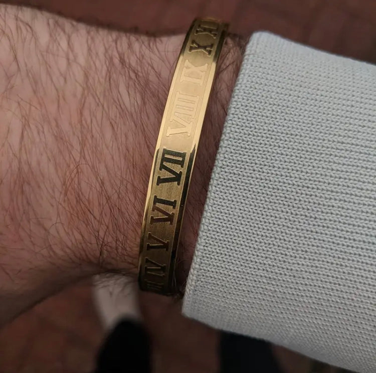 Pulseira Trançada + Bracelete Números Romanos Verturo