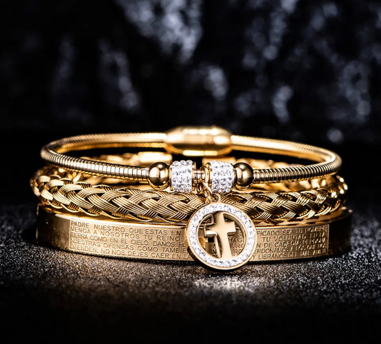 Kit com 3 Pulseiras [LUXURY PAI NOSSO] Original