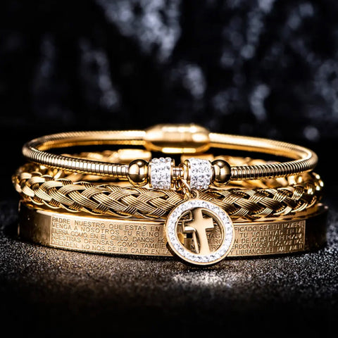 Kit com 3 Pulseiras [LUXURY PAI NOSSO] Original