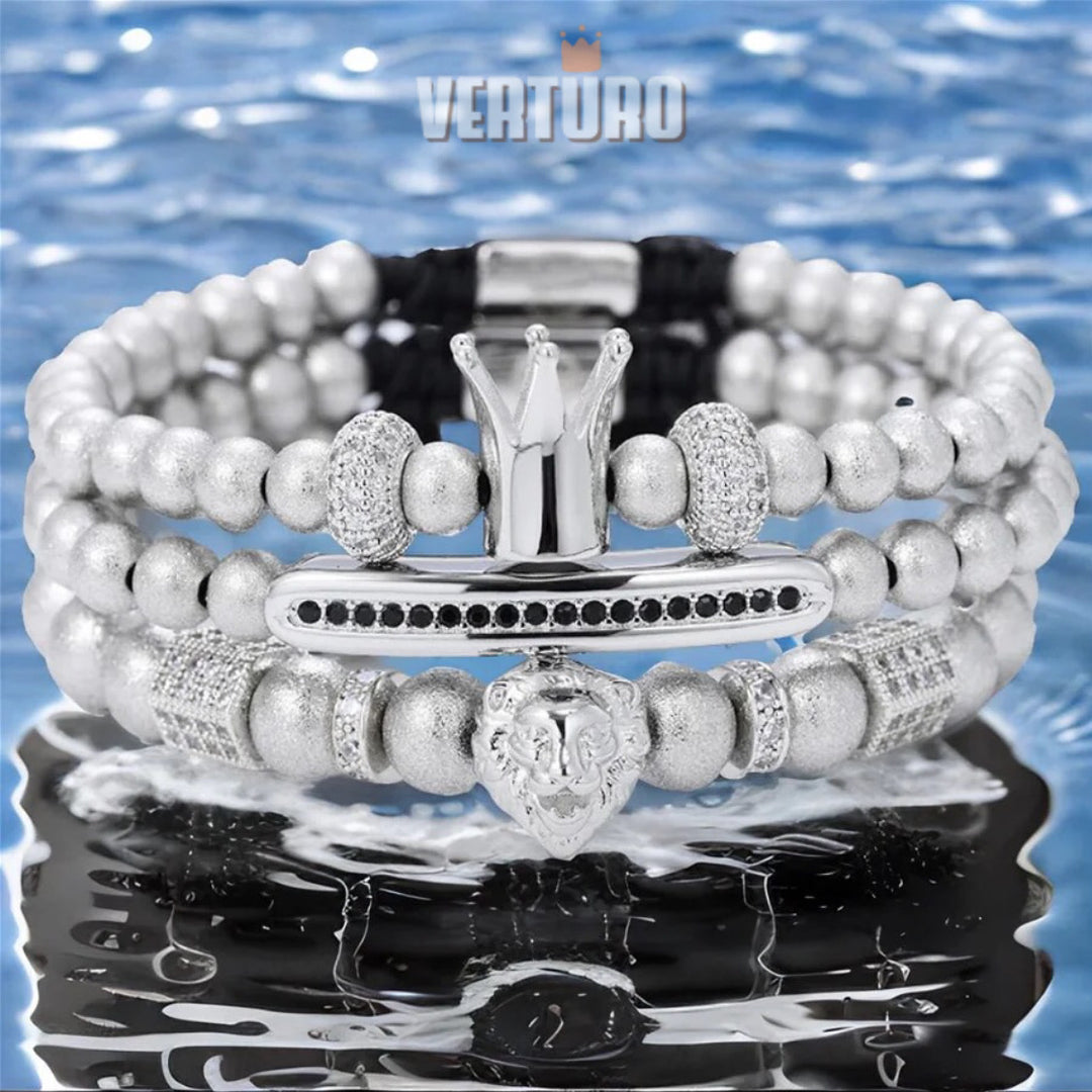 Kit com 3 Pulseiras [LEON CROWN] Exclusivo Verturo