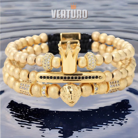 Kit com 3 Pulseiras [LEON CROWN] Exclusivo Verturo