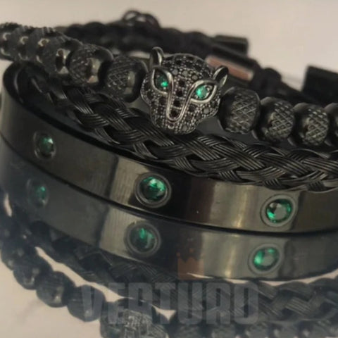 Kit 3 Pulseiras Aventurina + kit 3 Pulseiras Olho de Tigre [VERTURO]