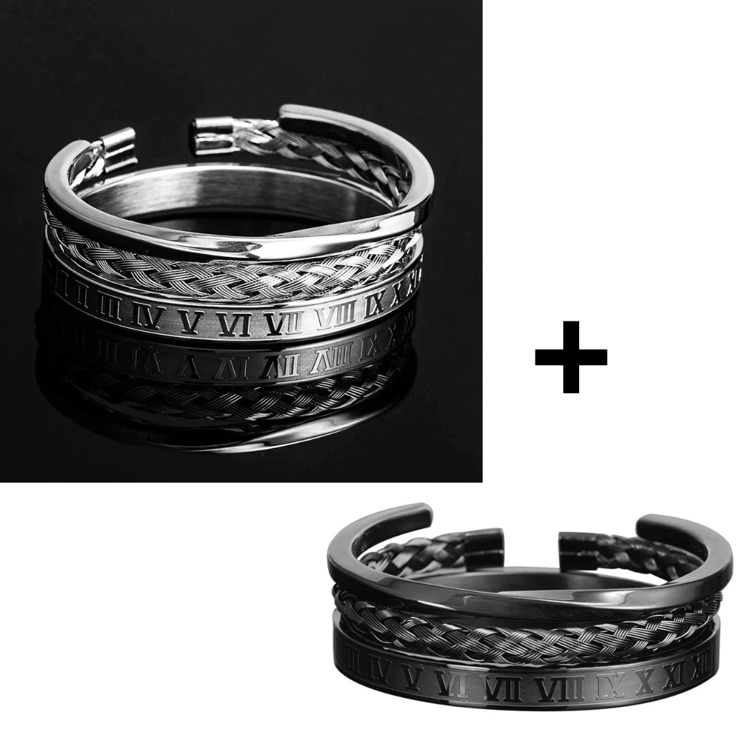 Kit com 6 Pulseiras [CLASSIC ROMAN] prata + preto