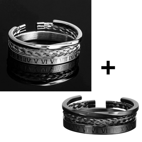 Kit com 6 Pulseiras [CLASSIC ROMAN] prata + preto