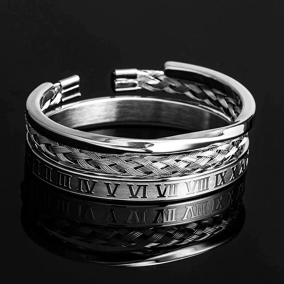 Kit com 6 Pulseiras [CLASSIC ROMAN] prata + preto