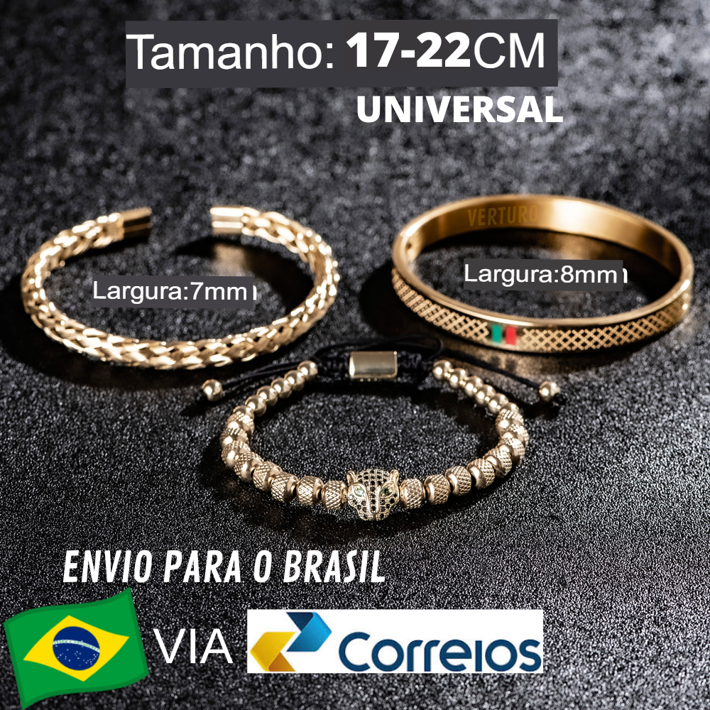 KIT 9 Pulseiras [PANTERA NEGRA LISTRAS] 3 preta + 3 Prata + 3 Dourado