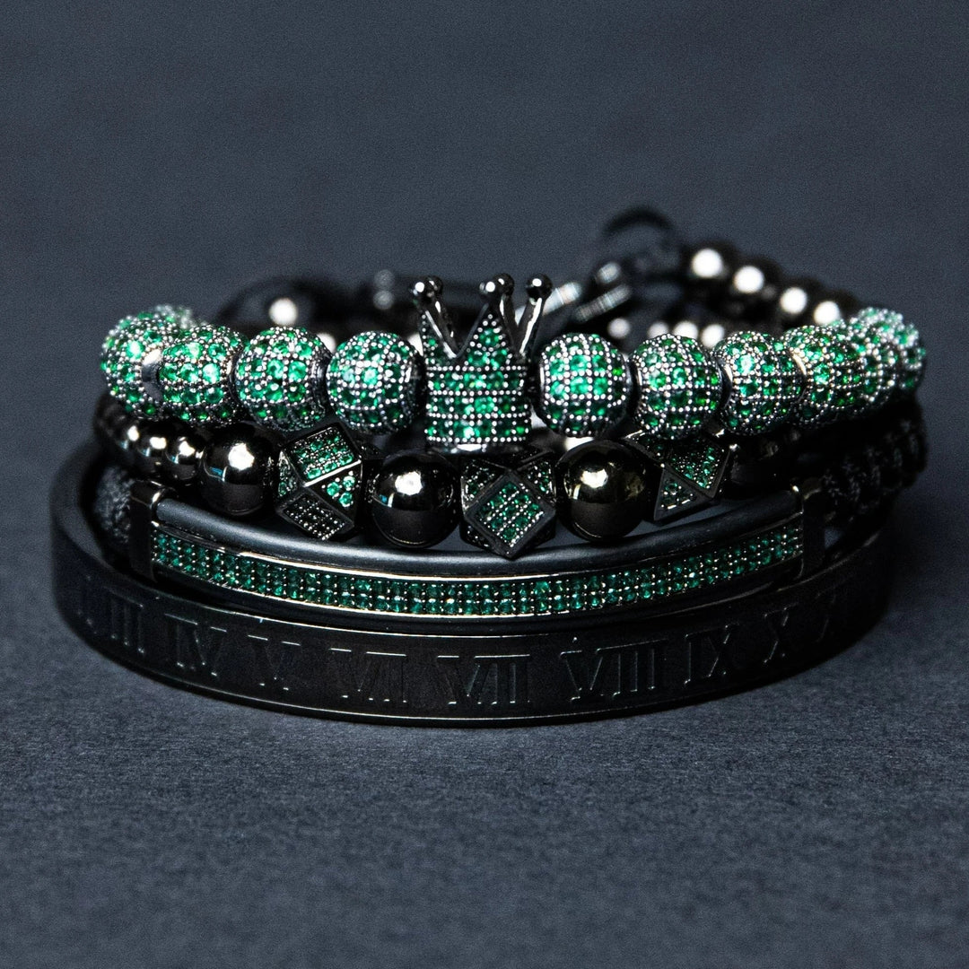 Kit com 4 Pulseiras [AVENTURINA & RÓDIO NEGRO]