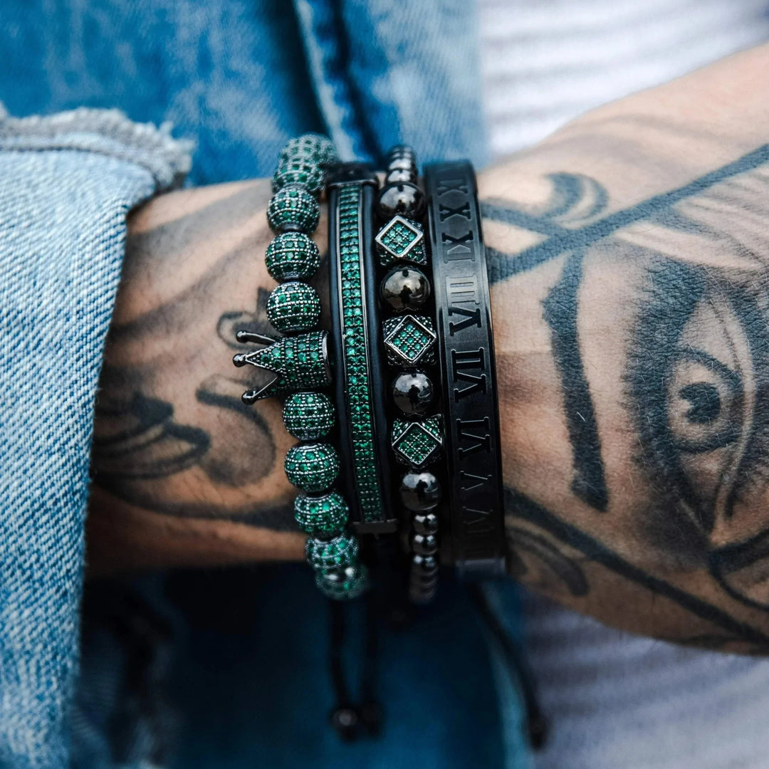 Kit com 4 Pulseiras [AVENTURINA & RÓDIO NEGRO]