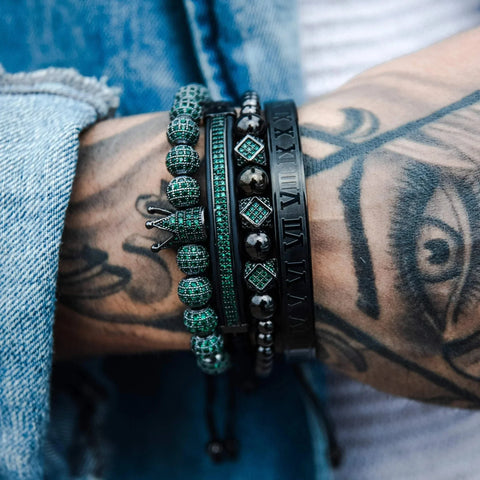 Kit com 4 Pulseiras [AVENTURINA & RÓDIO NEGRO]