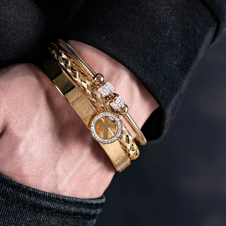 Kit com 3 Pulseiras [LUXURY PAI NOSSO] Original