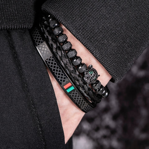 Kit com 3 Pulseiras [PANTERA NEGRA LISTRAS]