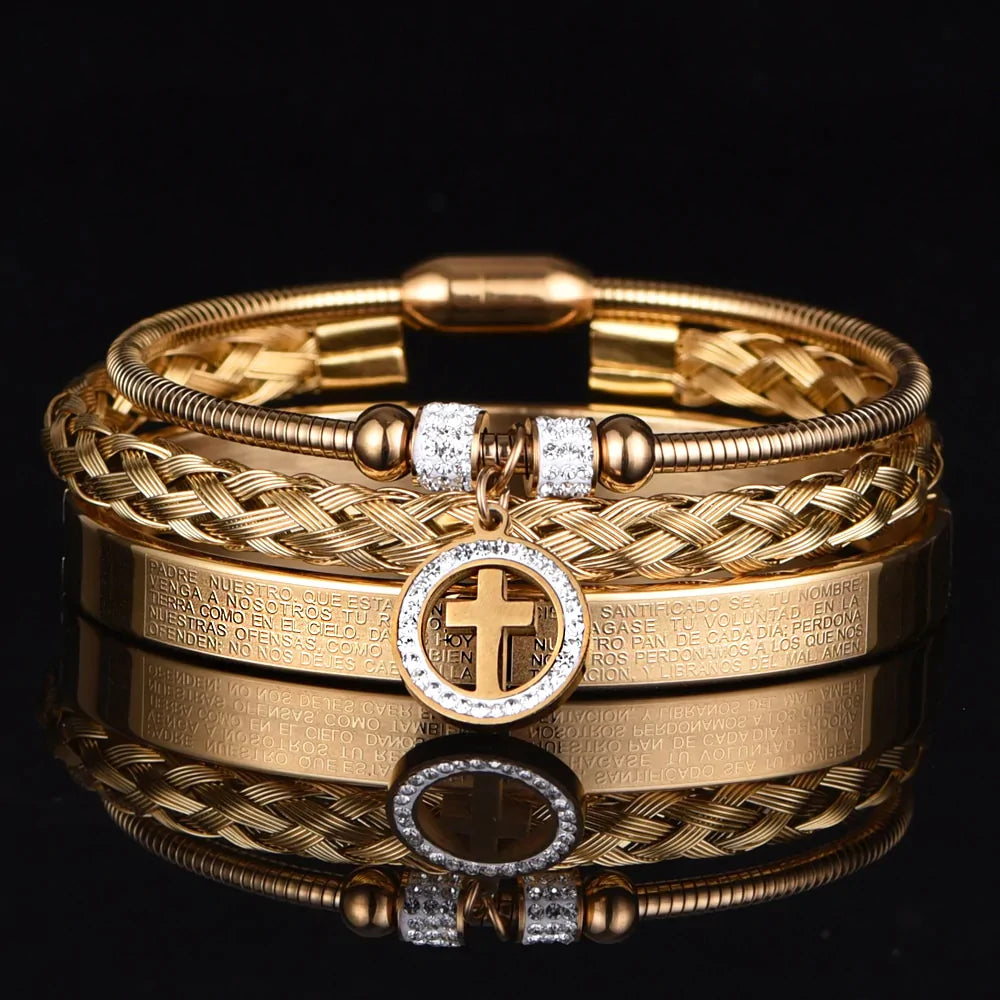 Kit com 3 Pulseiras [LUXURY PAI NOSSO] Original