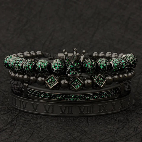 Kit com 4 Pulseiras [AVENTURINA & RÓDIO NEGRO]