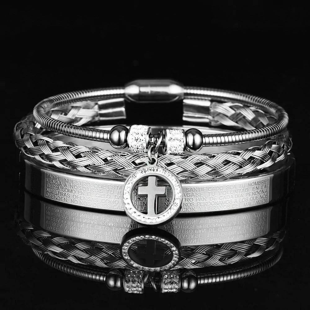 Kit com 3 Pulseiras [LUXURY PAI NOSSO] Original