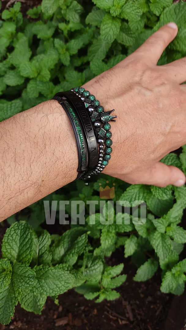 Kit com 4 Pulseiras [AVENTURINA & RÓDIO NEGRO]