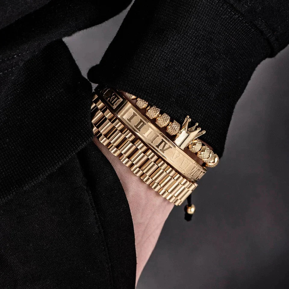 Kit com 3 Pulseiras [CROWN ROMAN]